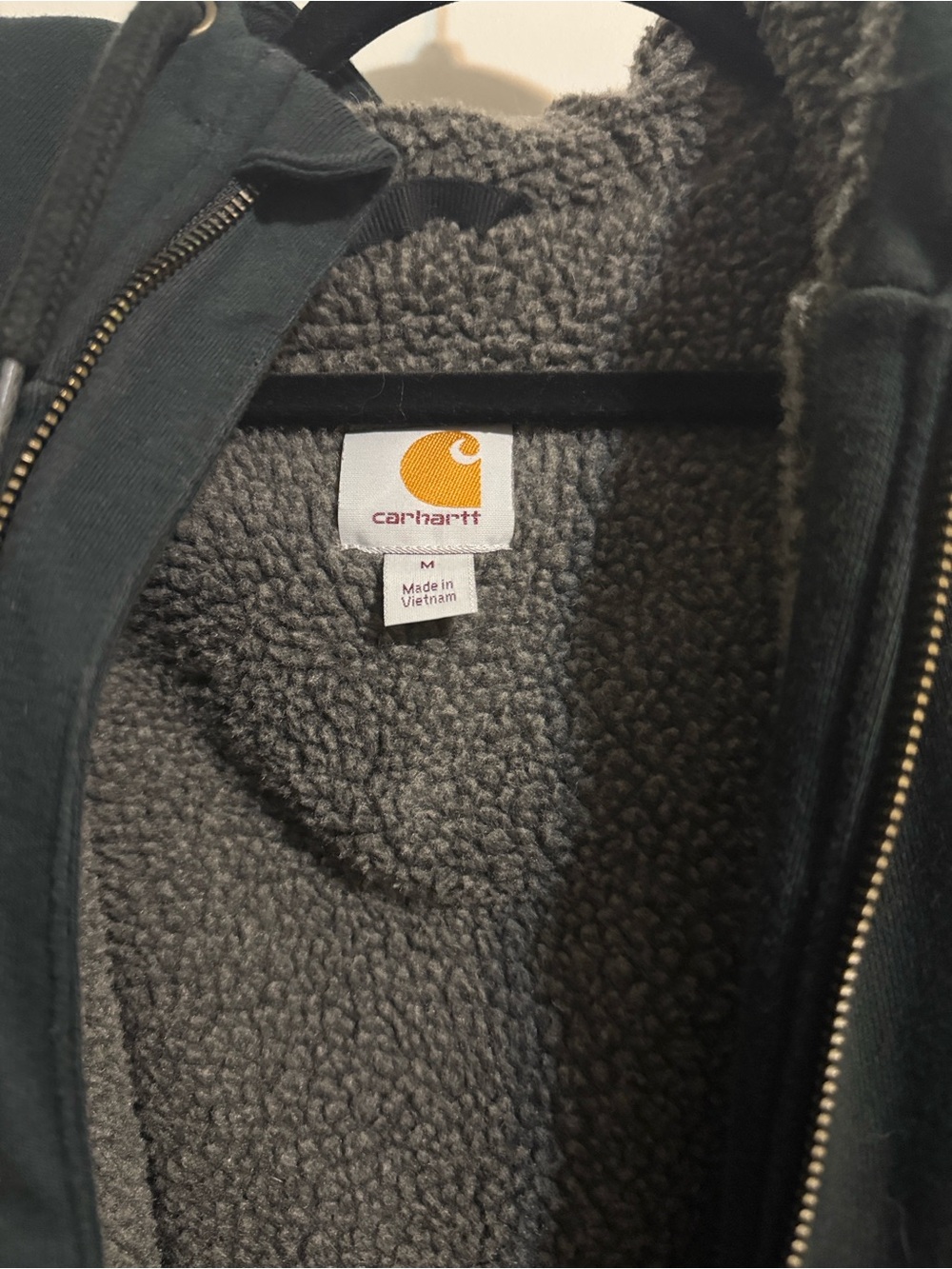 Carhartt Rain Defender Men's Charcoal Zip-Up Hooded Sweatshirt - Picture 9 of 10